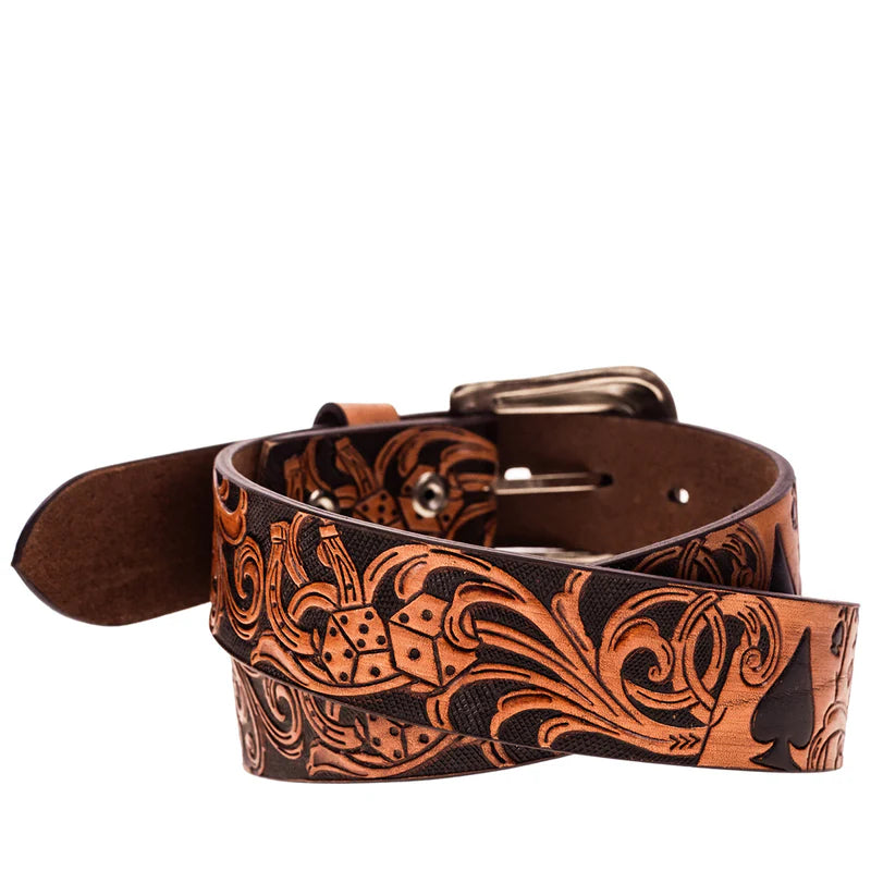 Gambler" Brown/Black Filigree Belt