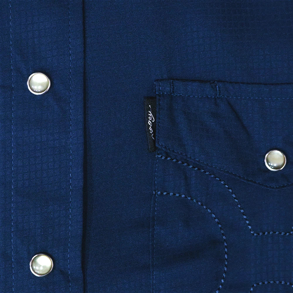 Sol" Navy Short Sleeve Pearl Snap Shirt