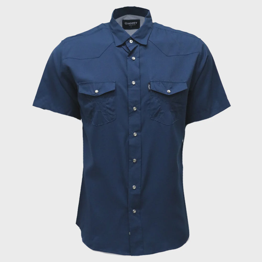 Sol" Navy Short Sleeve Pearl Snap Shirt