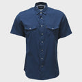 Sol" Navy Short Sleeve Pearl Snap Shirt
