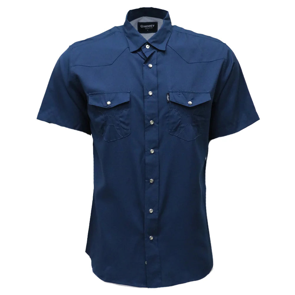Sol" Navy Short Sleeve Pearl Snap Shirt