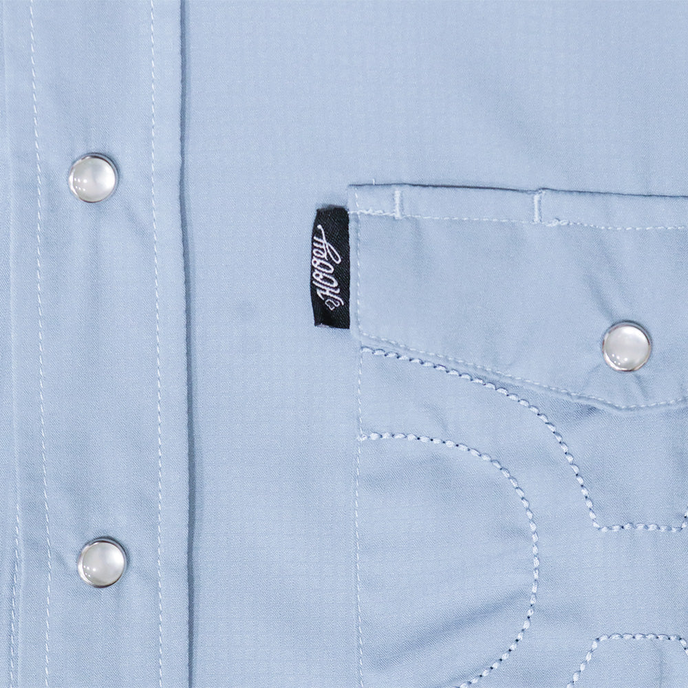 Sol" Ashley Blue Short Sleeve Pearl Snap Shirt