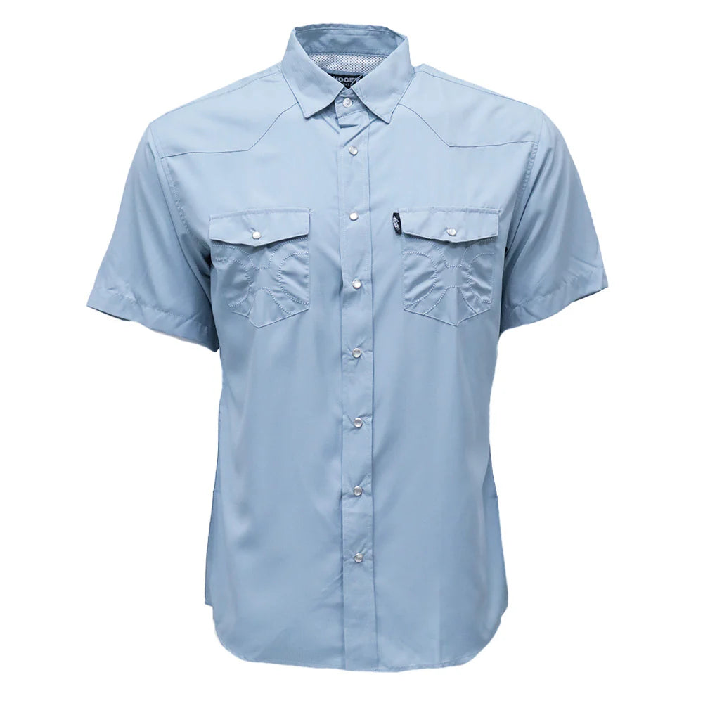 Sol" Ashley Blue Short Sleeve Pearl Snap Shirt