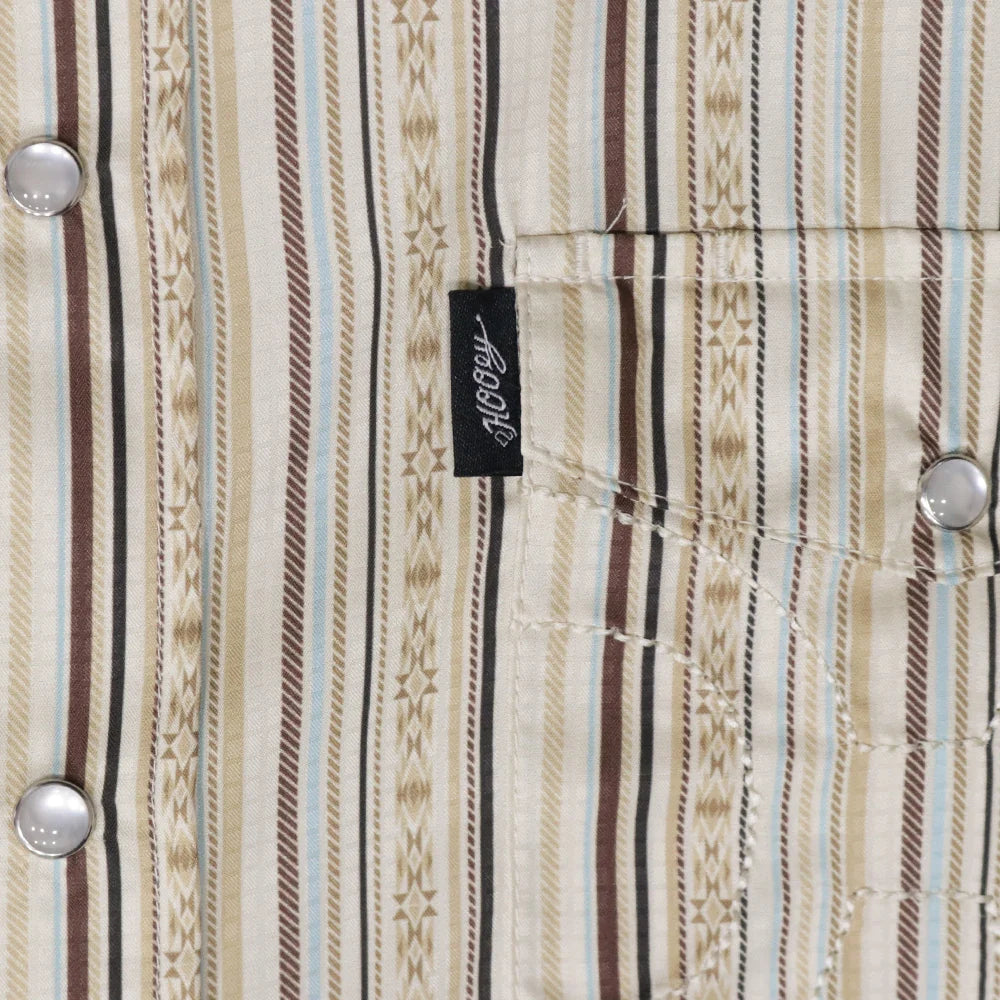 Sol" Short Sleeve Pearl Snap Shirt Cream/Stripe