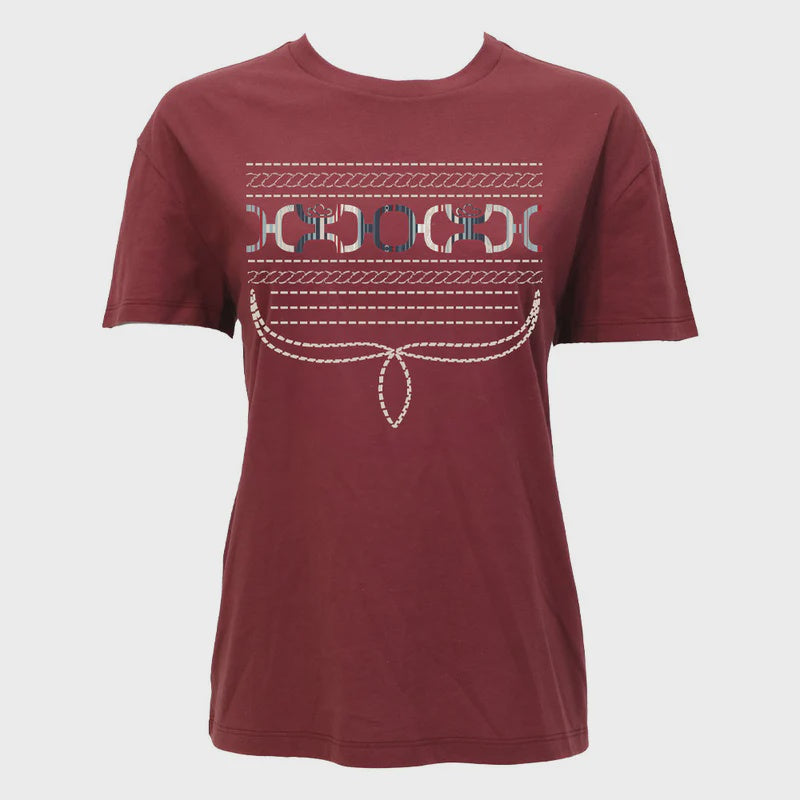 Leona" T-shirt Red w/White Stitching