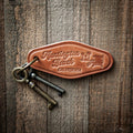 Huntington Beach California Leather Keychain Motel Style