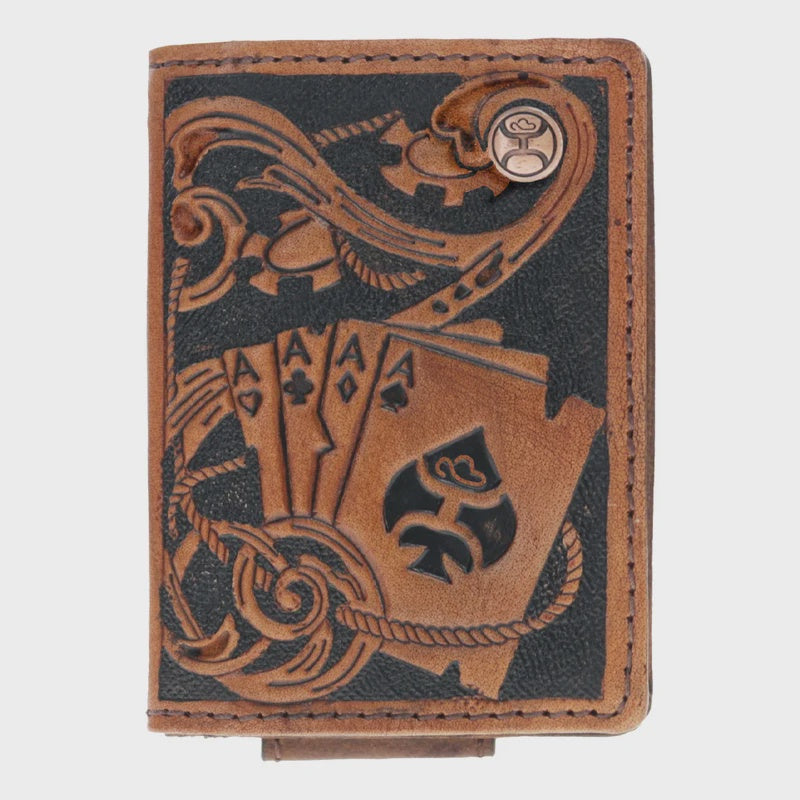 Gambler Bifold Money Clip Tan Card Embossed