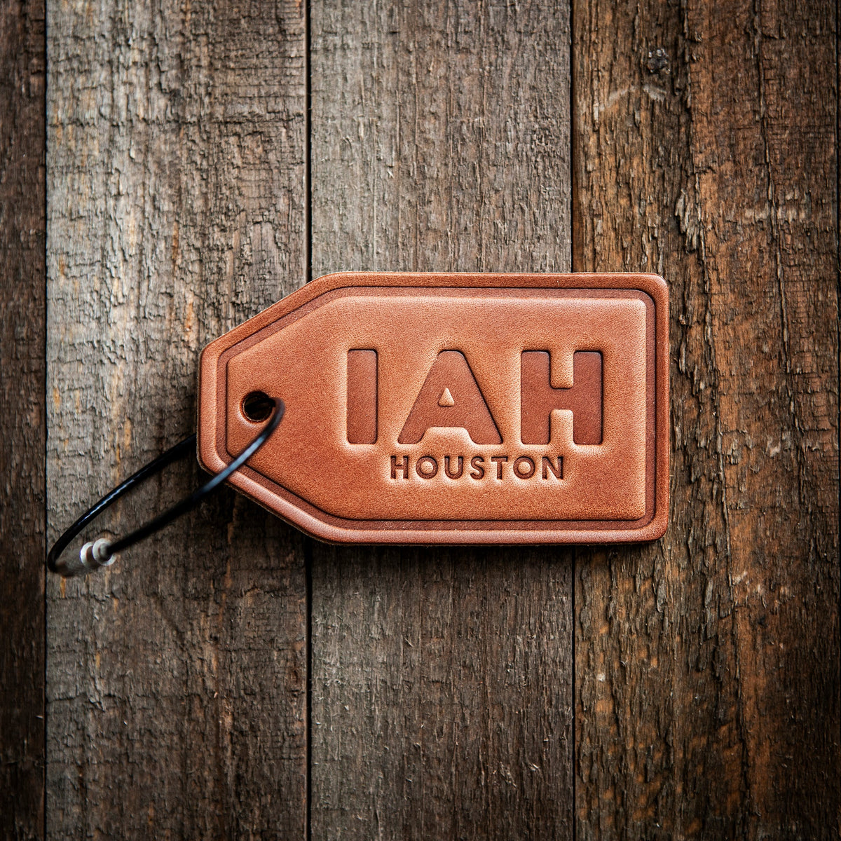 Houston IAH Leather Luggage Tag