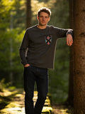 Flying R Ranchwear - Gray Heather with Southwest Print - Long Sleeve - Pocket T-shirt - Made in USA