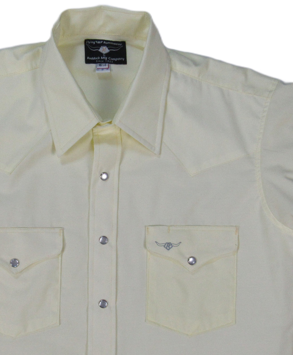 Flying R Ranchwear - Western Solid - Pale Yellow - Short Sleeve Snaps