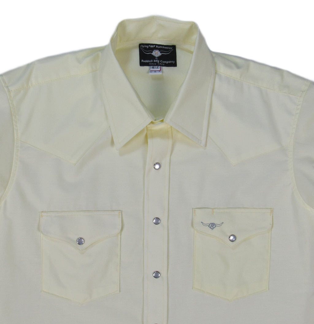 Flying R Ranchwear - Western Solid - Pale Yellow - Short Sleeve Snaps