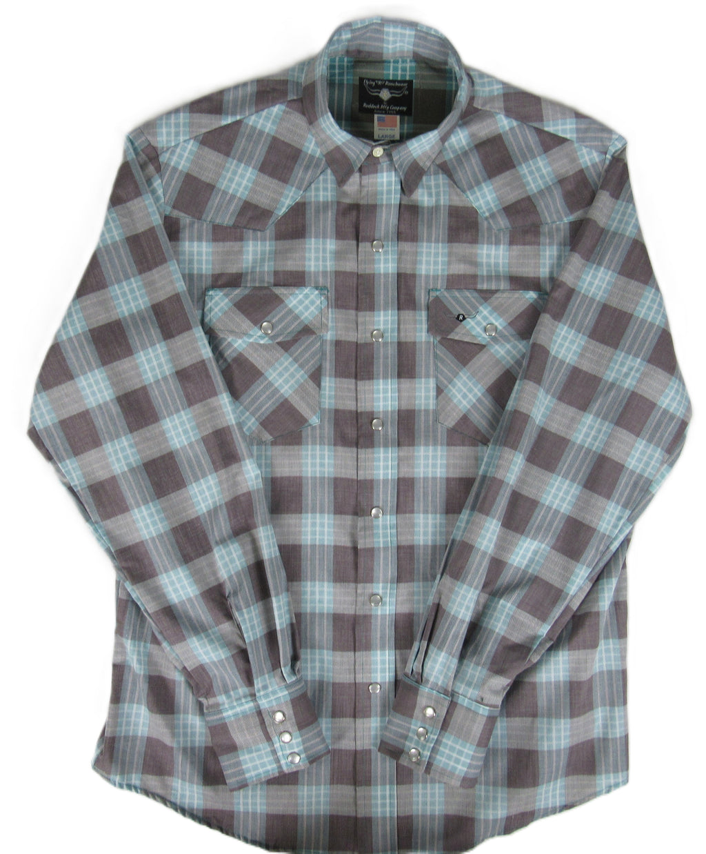 Flying R Ranchwear - Feather Plaids - Brown & Turquoise - Long Sleeve - NEW FIT