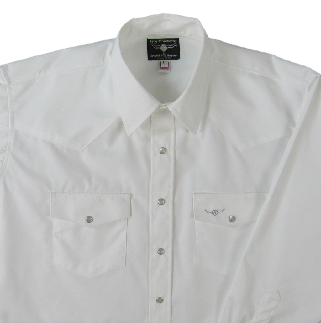 Flying R Ranchwear - Corona 80's Pinpoint Oxford - White - Long Sleeve