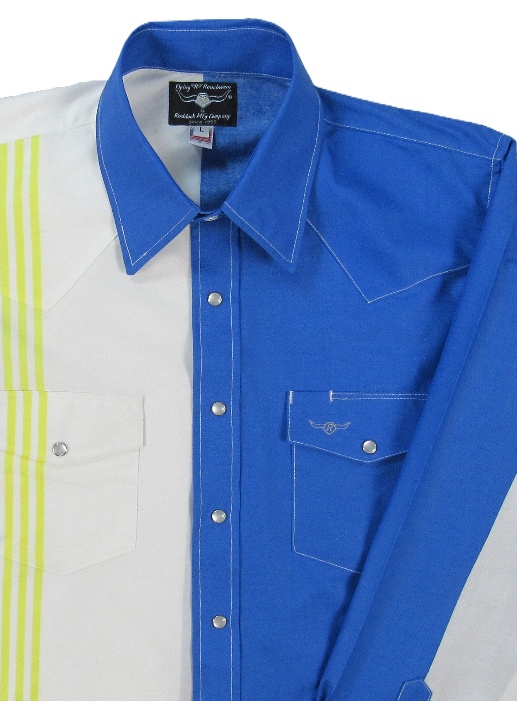 Flying R Ranchwear - Cantina Collection - Royal Retro Stripe - Long Sleeve - Classic Fit