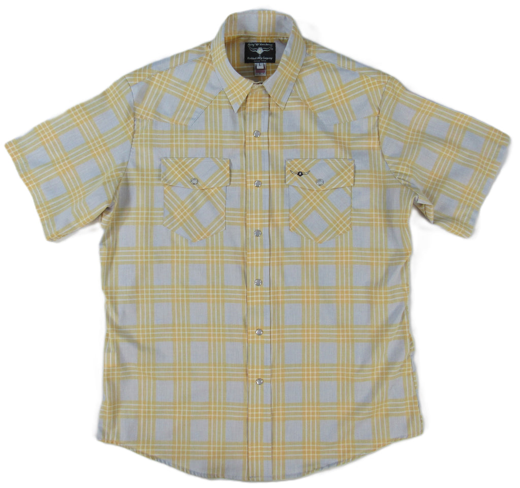 Feather Plaids - Gray & Yellow - Short Sleeve - NEW FIT