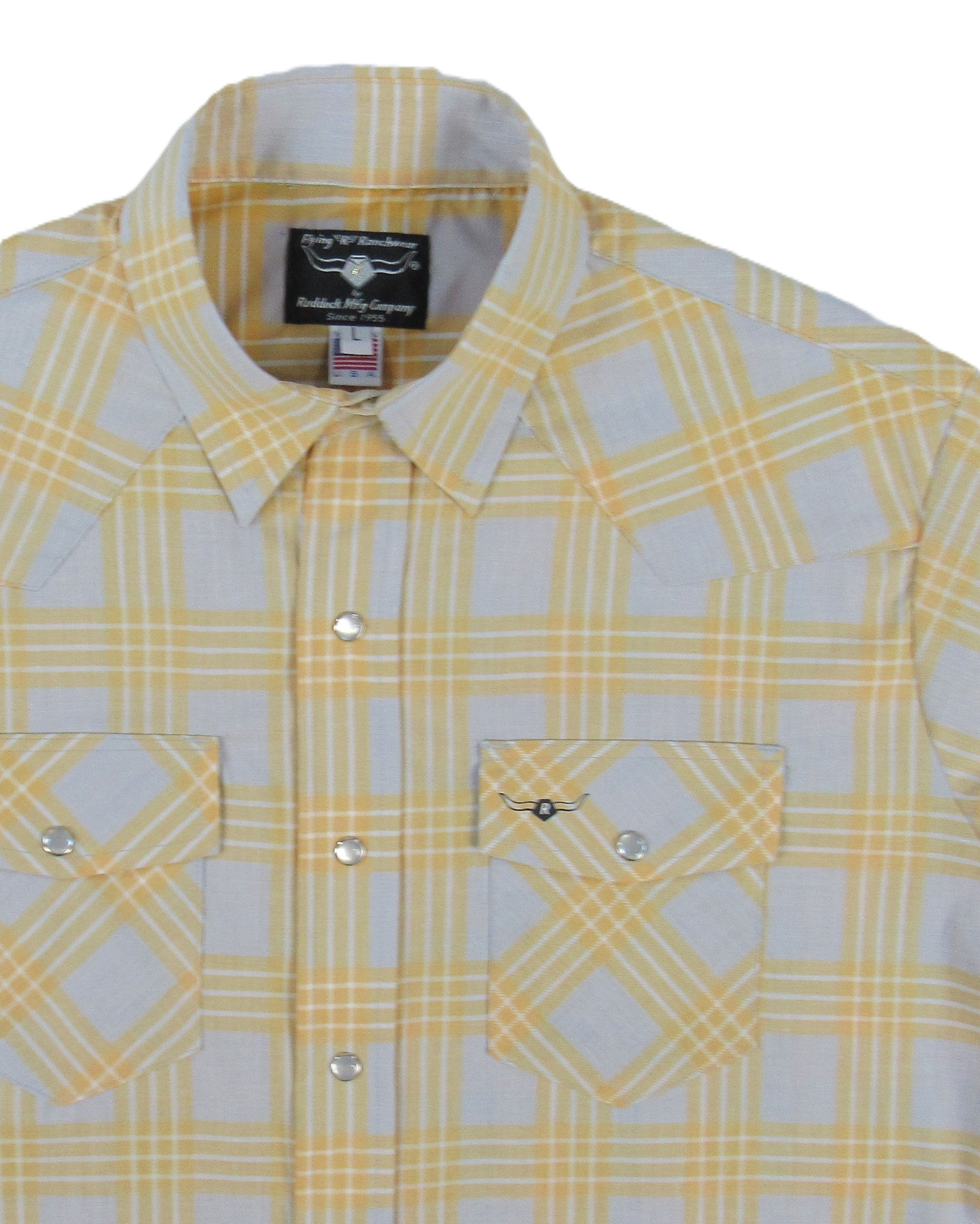 Feather Plaids - Gray & Yellow - Short Sleeve - NEW FIT