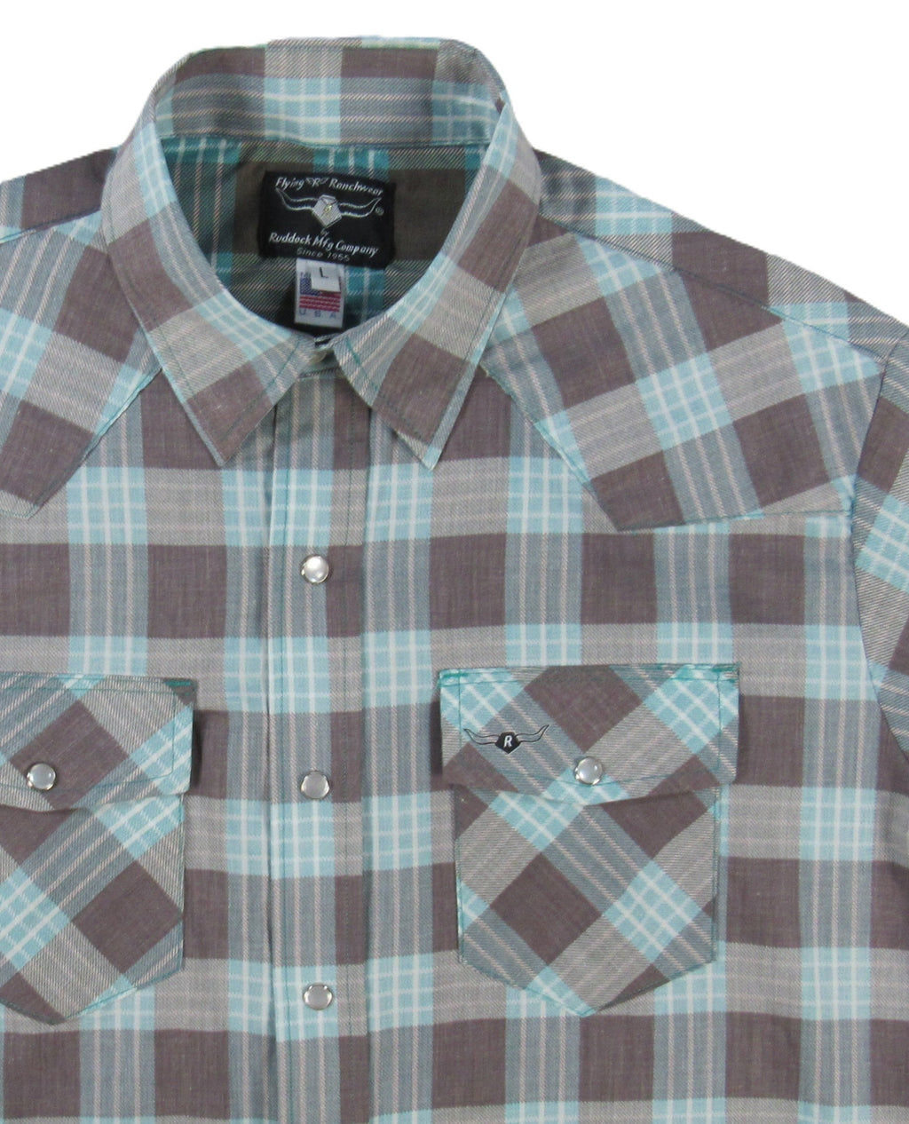 Feather Plaids - Brown & Turquoise - Short Sleeve - NEW FIT