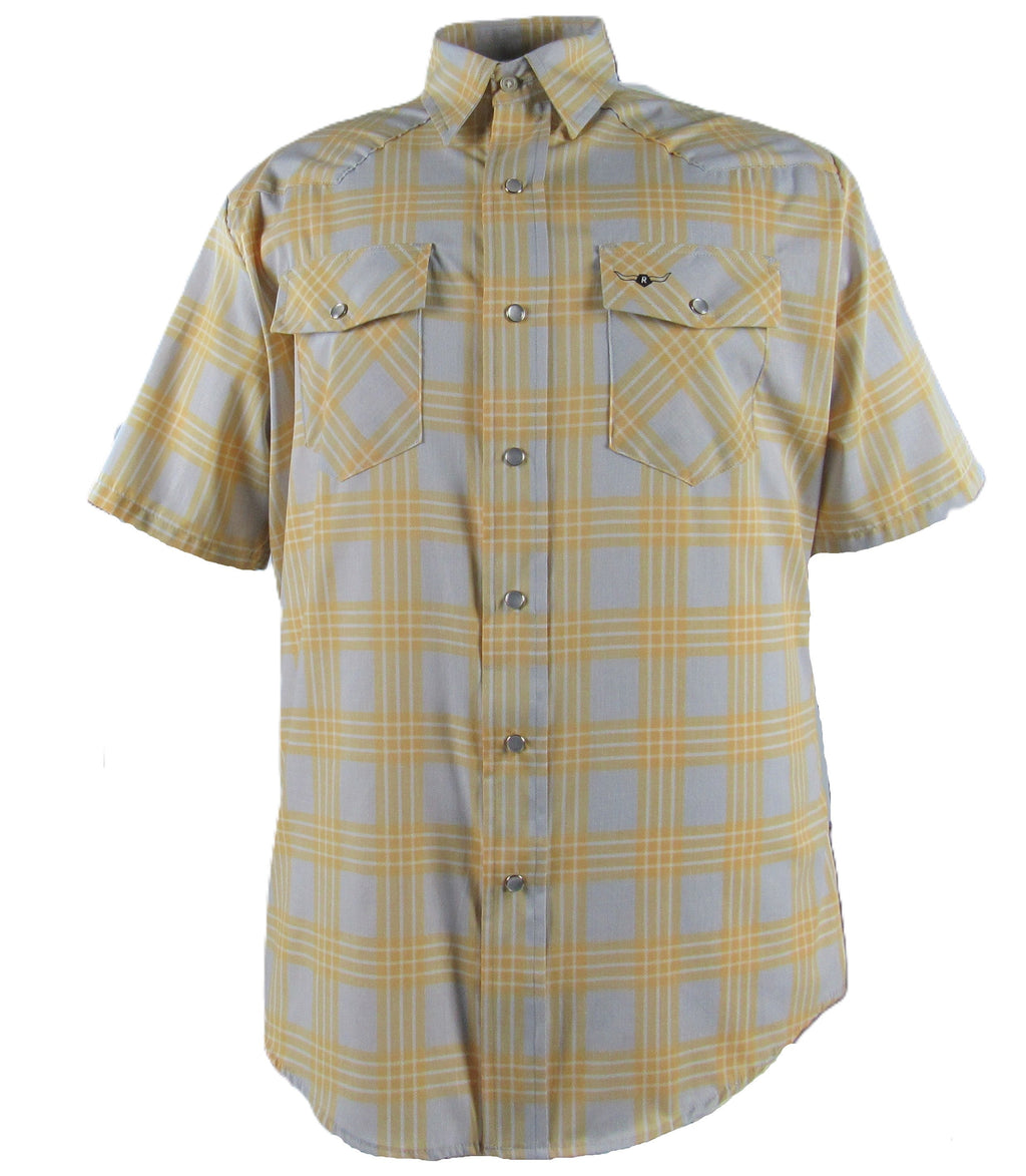 Feather Plaids - Gray & Yellow - Short Sleeve - NEW FIT