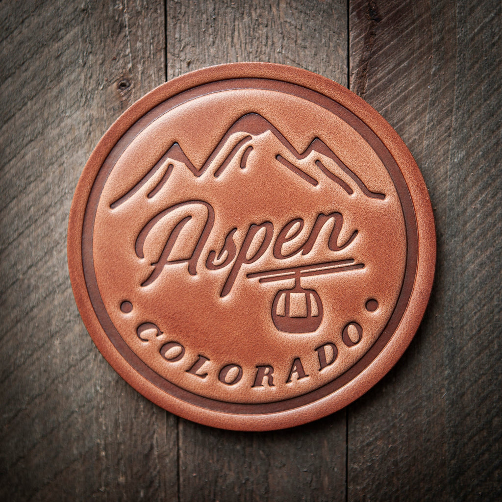 Aspen Colorado Leather Coaster