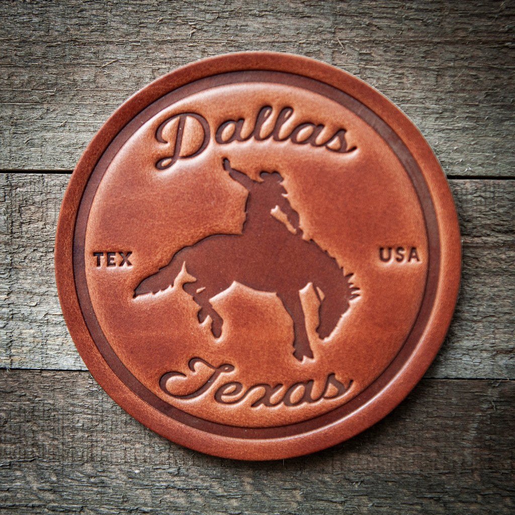 Dallas Texas Bronco Leather Coaster