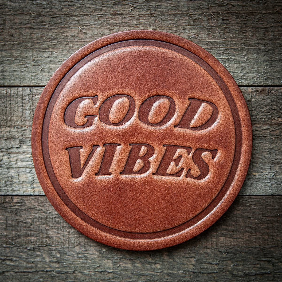Good Vibes Leather Coaster