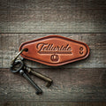 Telluride Colorado Leather Keychain Motel Style