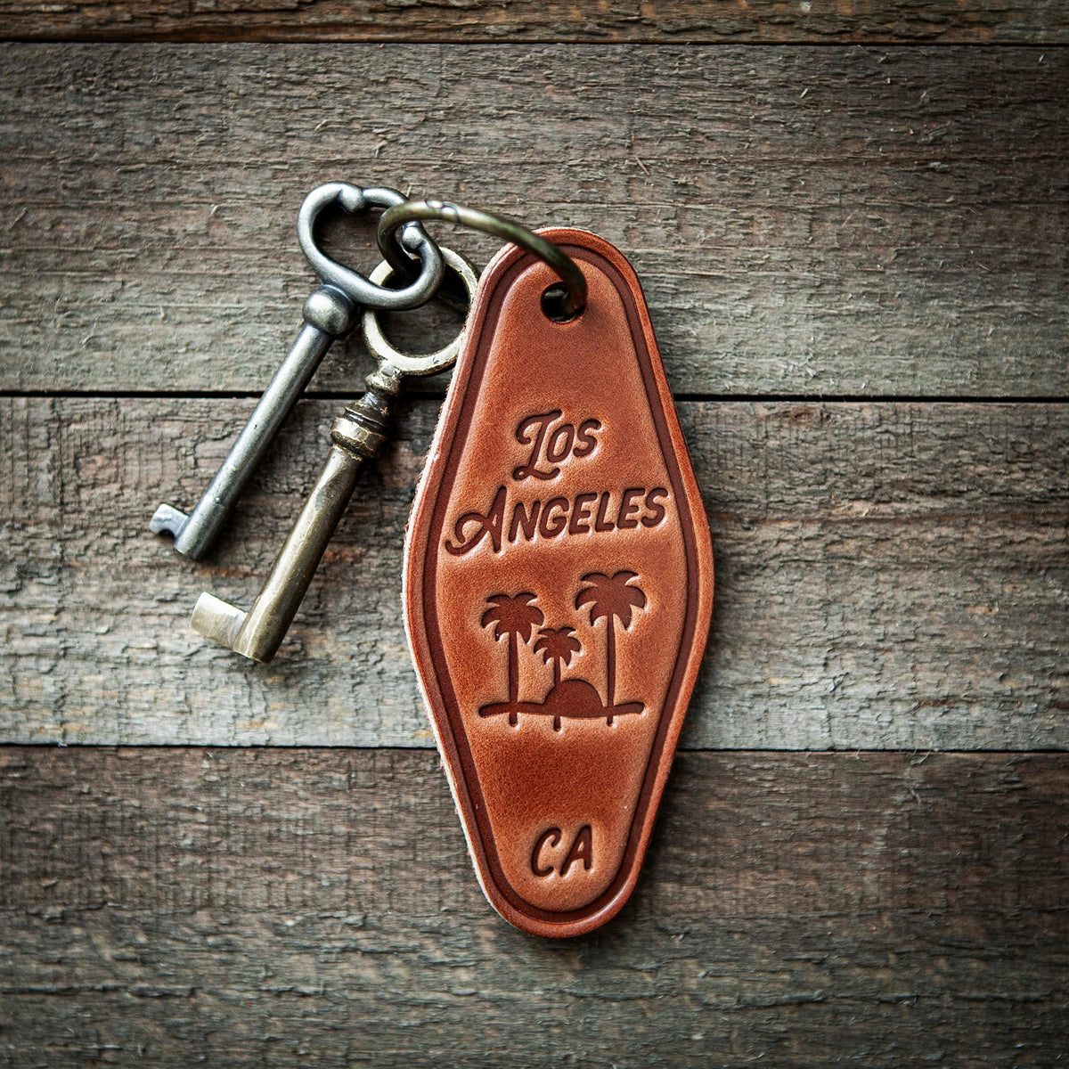 Los Angeles California Leather Keychain Motel Style