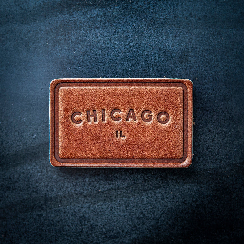 Chicago Illinois Arc Leather Magnet Block Style