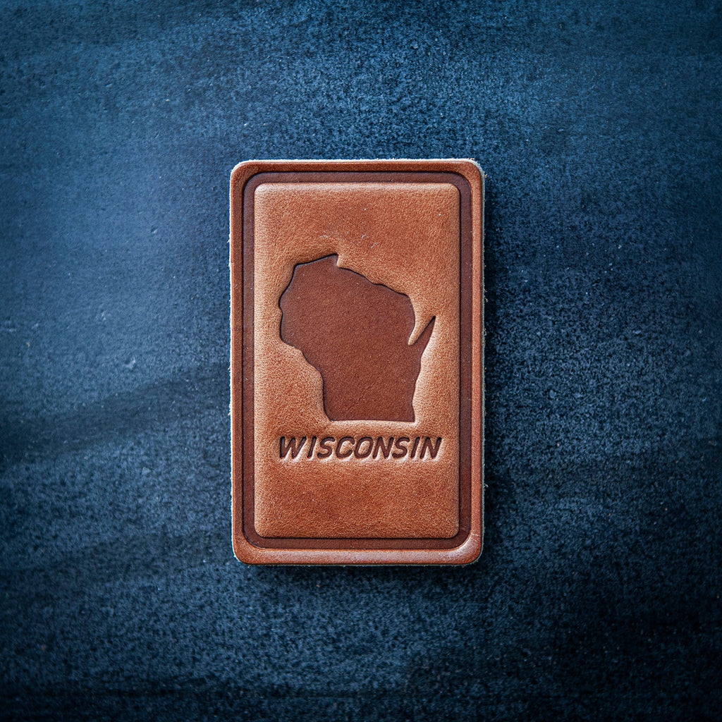 Wisconsin Silhouette Leather Magnet Block Style