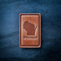 Wisconsin Silhouette Leather Magnet Block Style