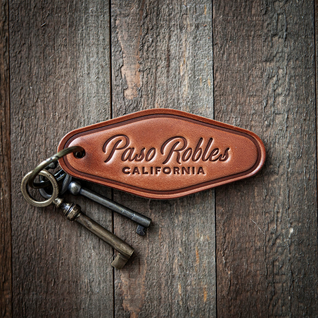 Paso Robles California Leather Keychain Motel Style