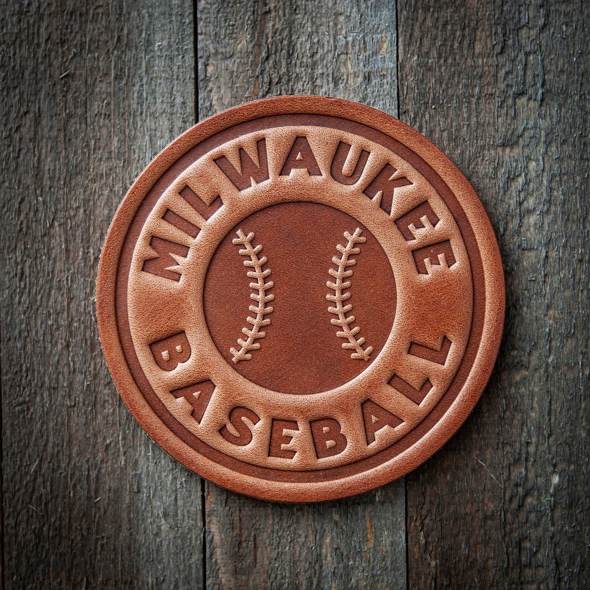 Milwaukee Baseball Leather Coaster
