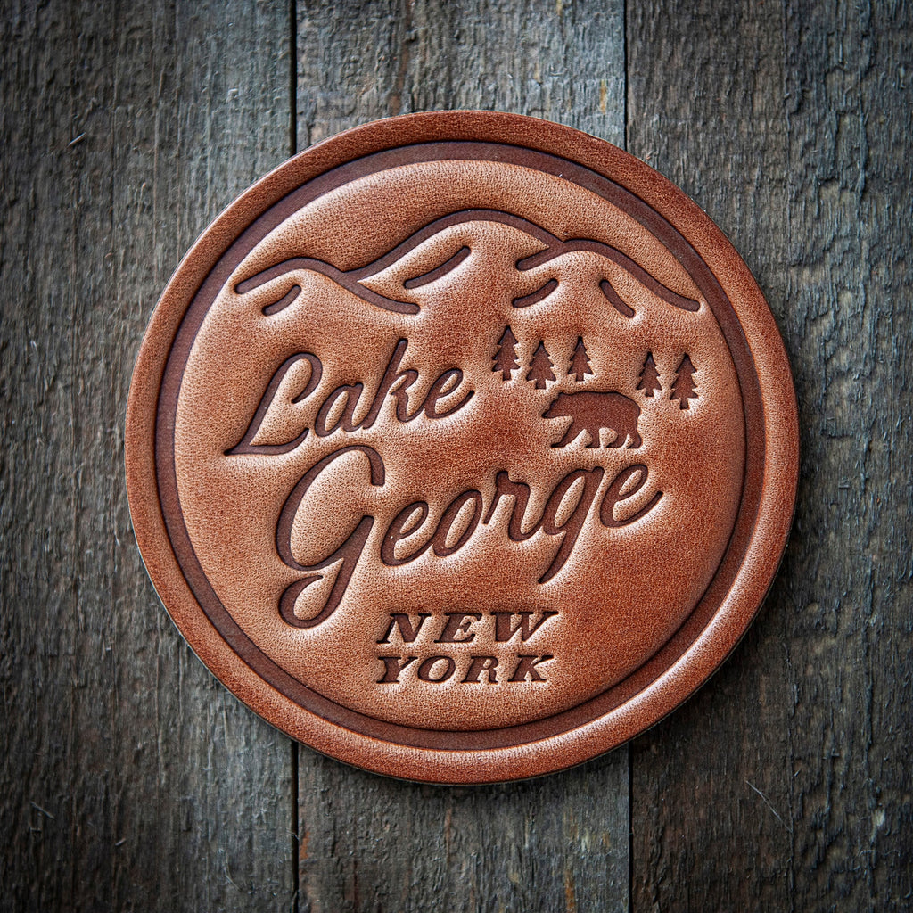 Lake George New York Leather Coaster