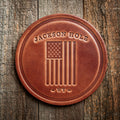 Jackson Hole Wyoming American Flag Leather Coaster