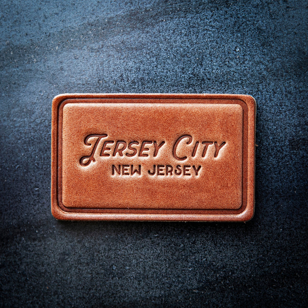 Jersey City New Jersey Leather Magnet Block Style