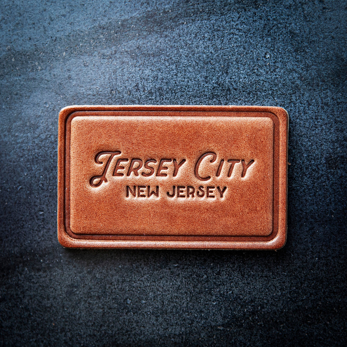 Jersey City New Jersey Leather Magnet Block Style