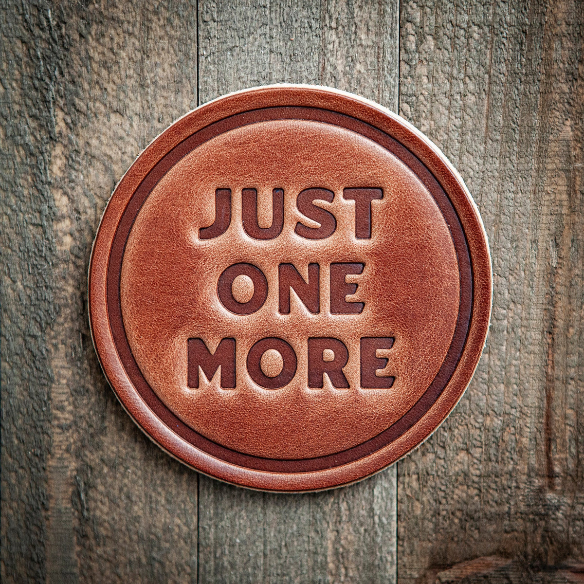 Just One More Leather Coaster
