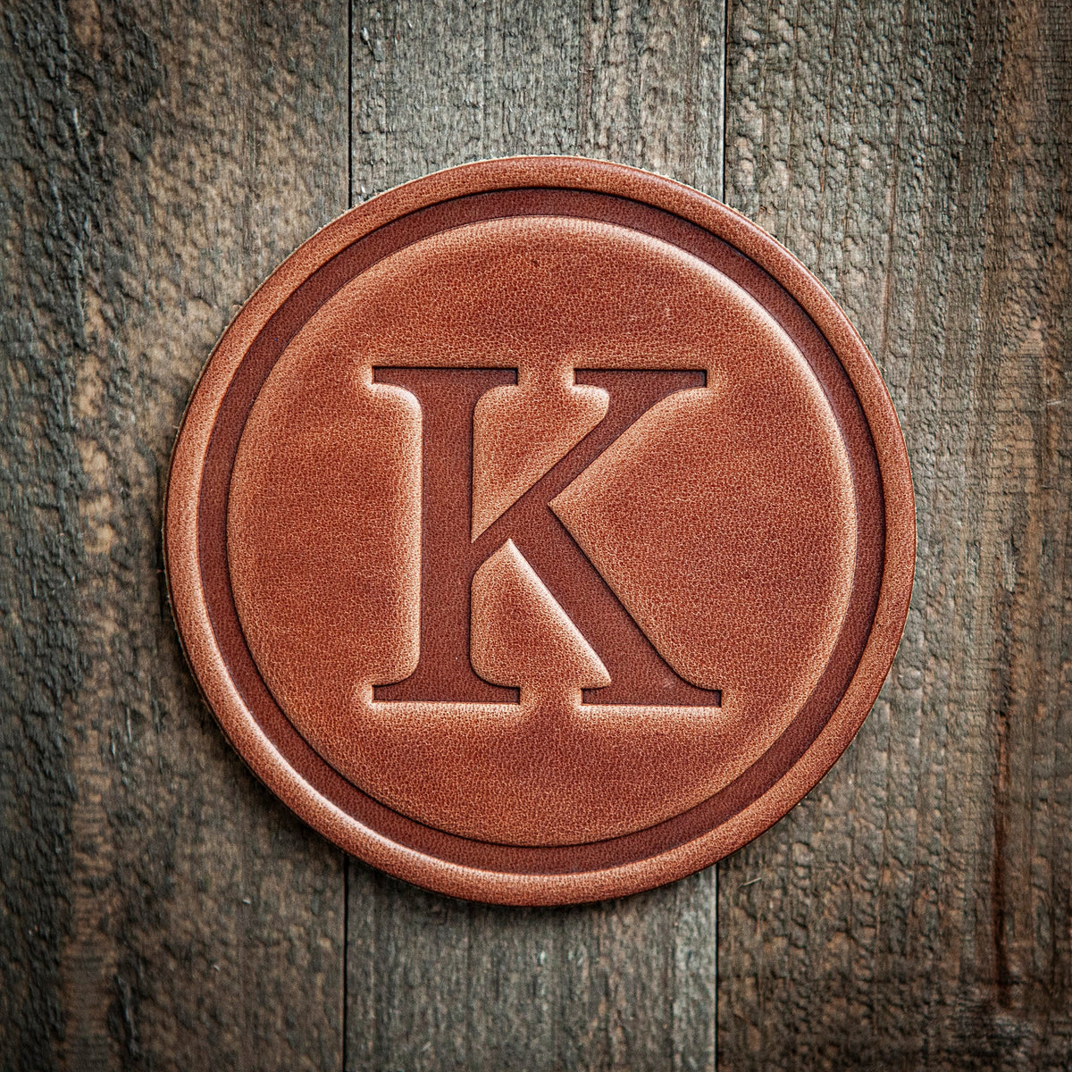 K Monogram Letter Leather Coaster