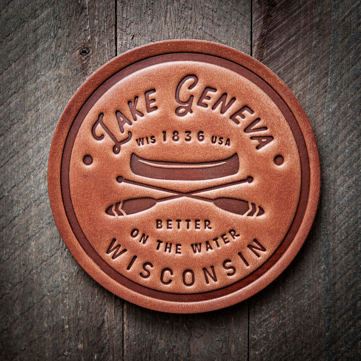 Lake Geneva Leather Coaster