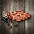 Lake Winnipesaukee Paddles Leather Keychain Motel Style