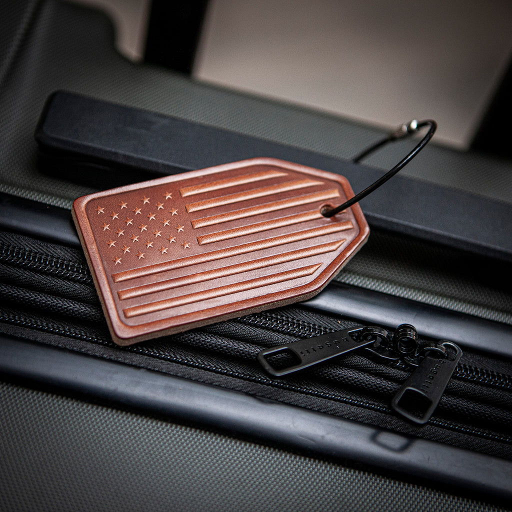 American Flag Leather Luggage Tag