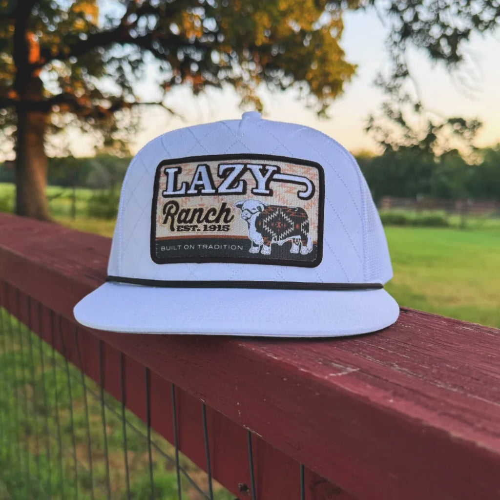 Lazy J Ranch White Brown Cool Front Trucker Hat