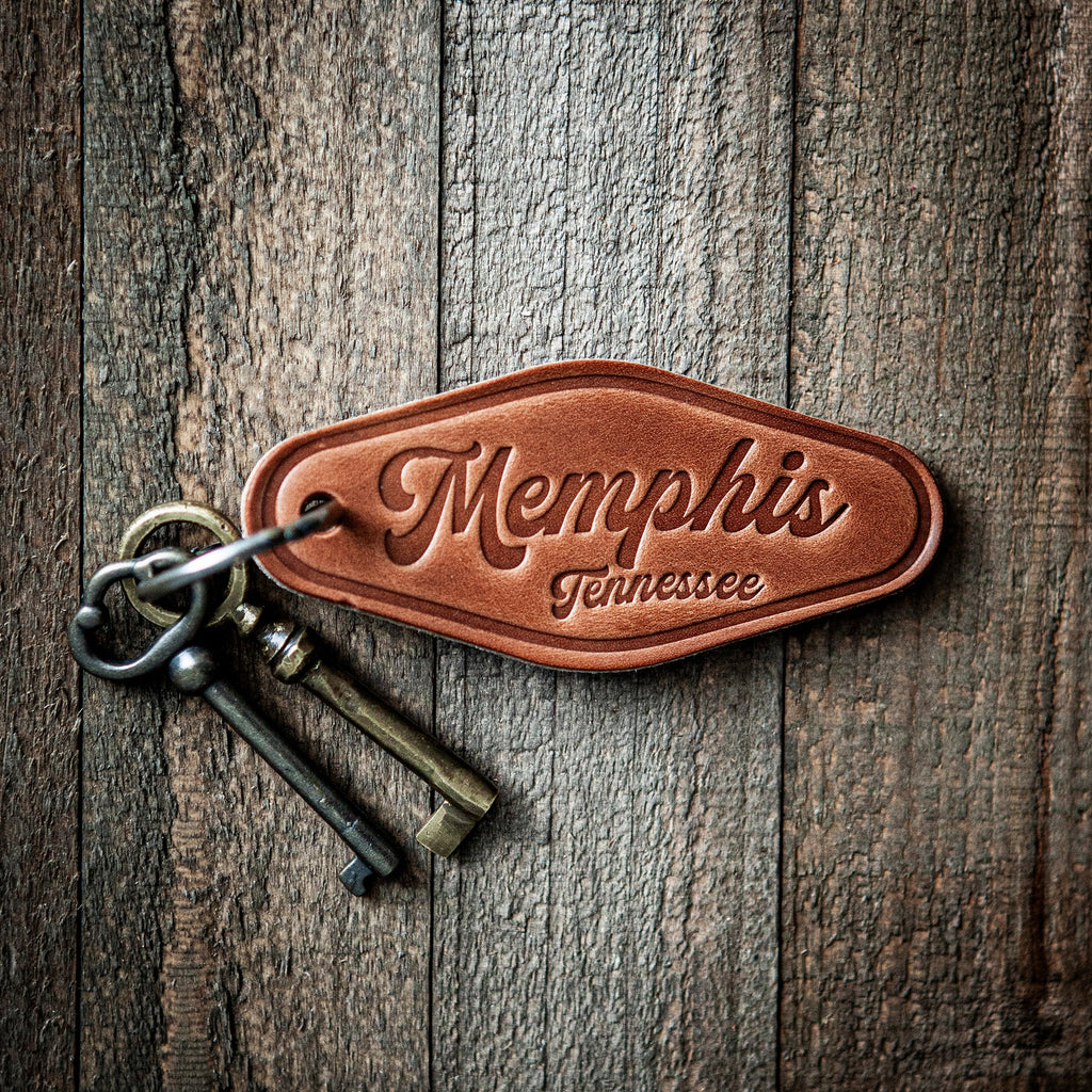 Memphis Tennessee Script Keychain Motel Style