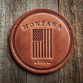 Montana American Flag Leather Coaster