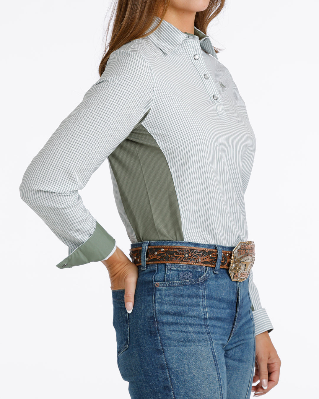 Cinch Womens L/S Hybrid Green
