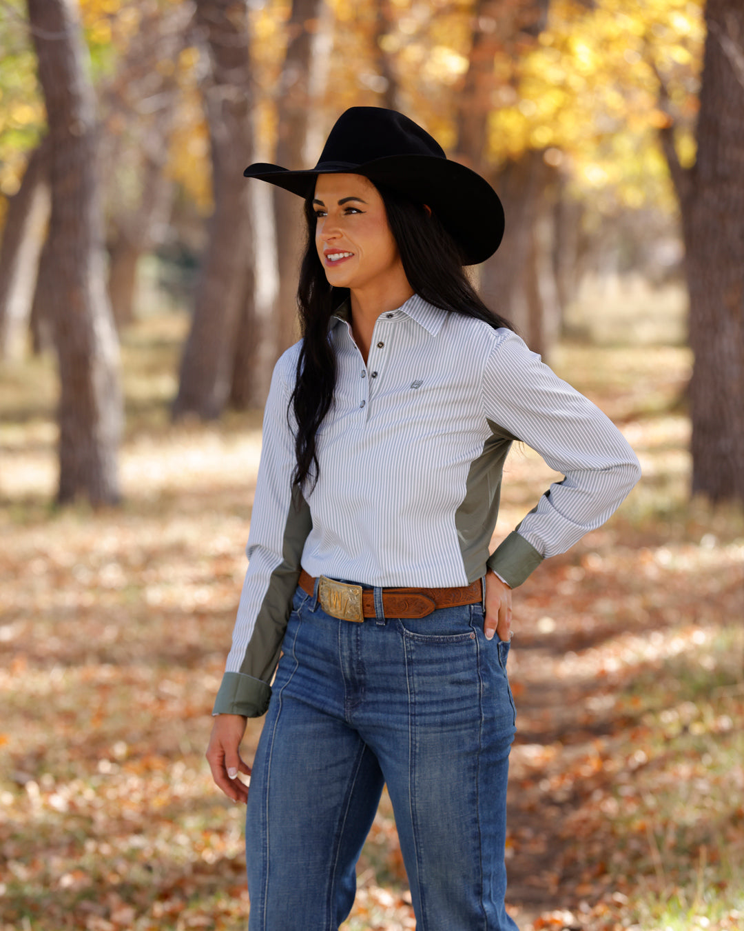Cinch Womens L/S Hybrid Green