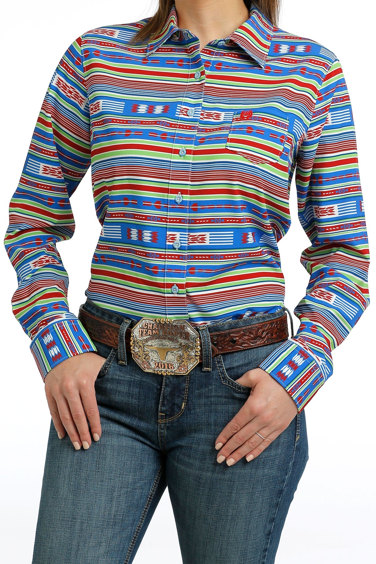 CINCH Red Blue Blouse ARENA FLEX