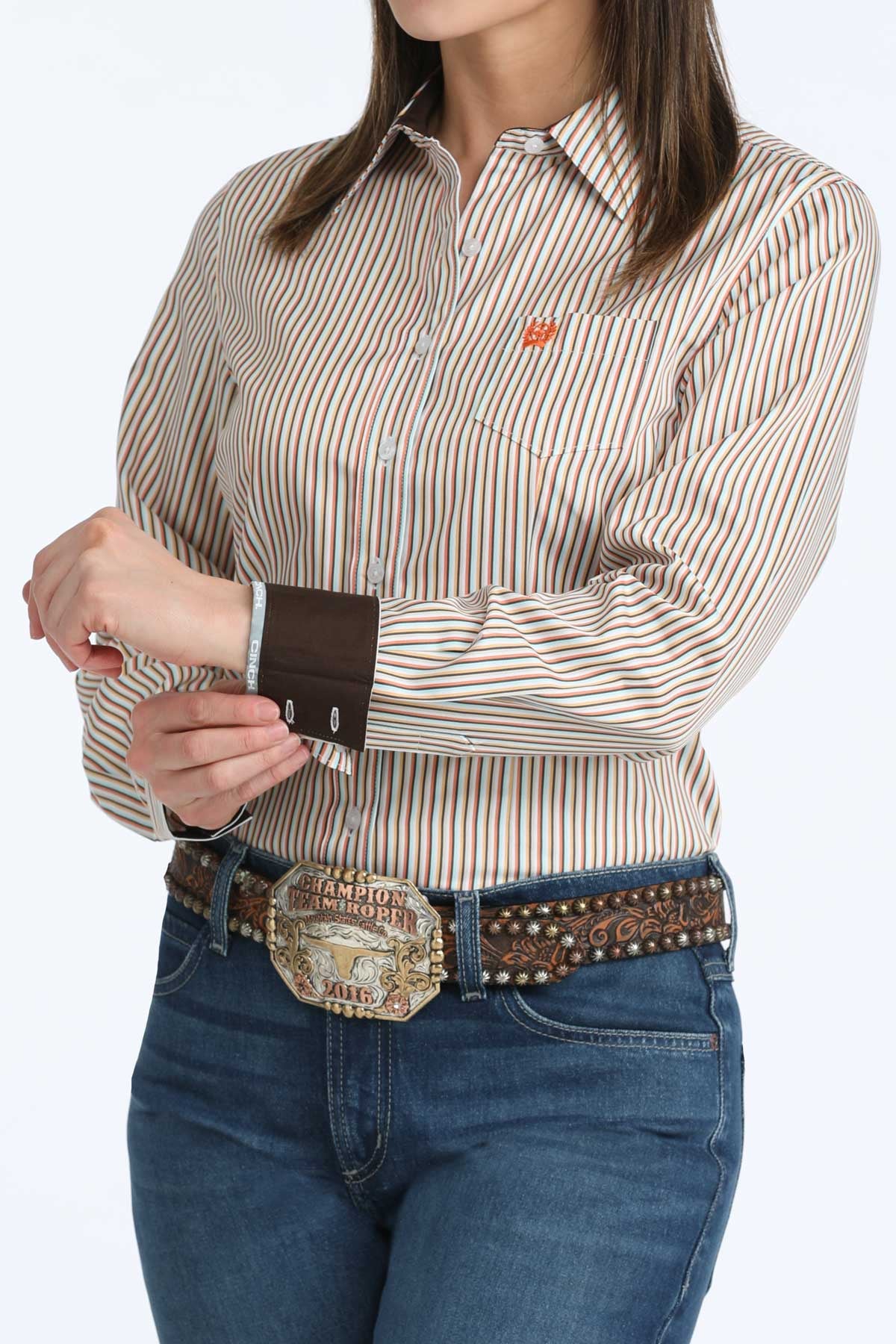CINCH TENCIL STRIPE BLOUSE