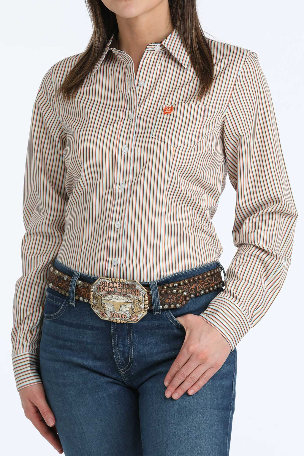 CINCH TENCIL STRIPE BLOUSE