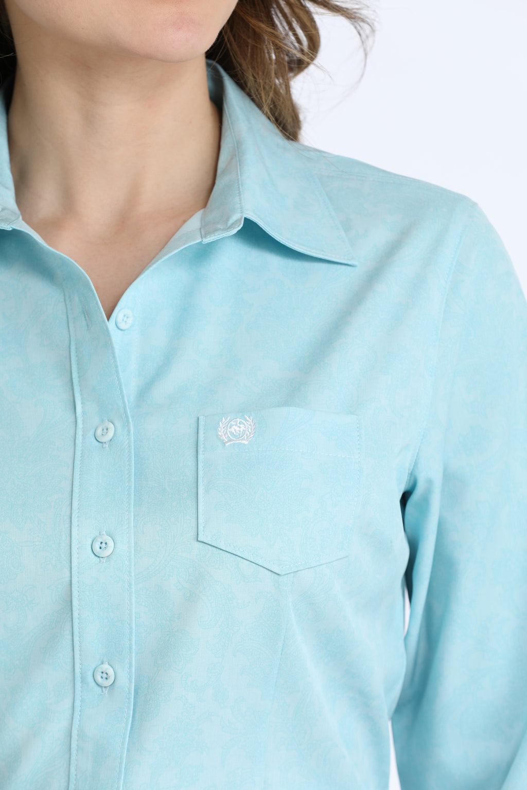 TURQUOISE W/ PASLEY PATTERN BLOSUE